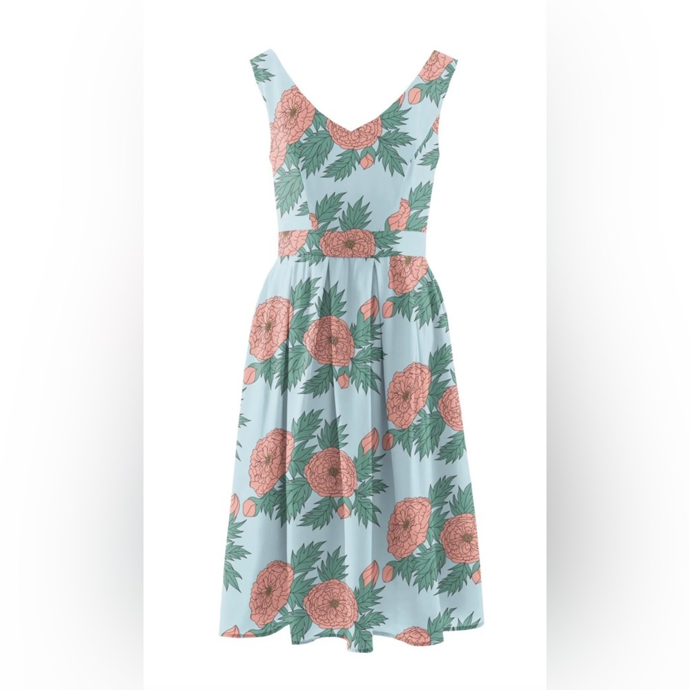 NWT Women's Print Woven Dress in Spring Sky Floral Size L